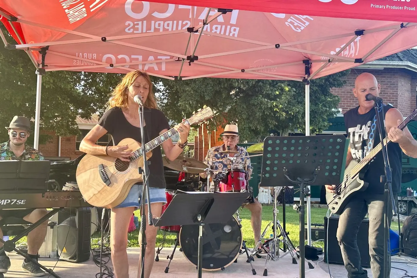 SUMMER SERIES: Vocalist Tracy Hamilton joins The Friesians to provide some delightful tunes for last year\\'s Great Victorian Bike Ride. PHOTOS: Myrtleford Summer Series.