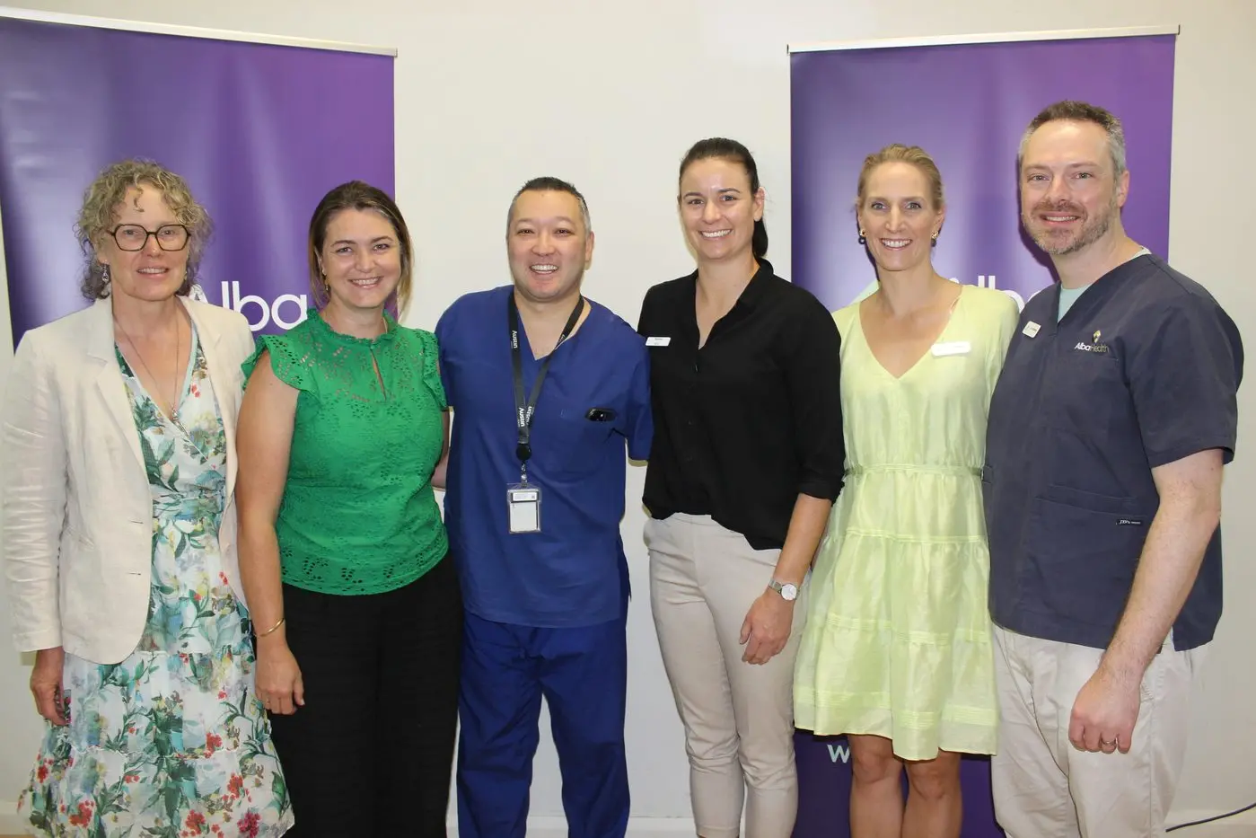 COMMUNITY CARDIAC CARE: (from left) Alba Health Dr Alison Mahony, PACE nurse Roslyn Bloomer, cardiologist Dr Julian Yeoh, physiotherapist Rebecca Piazza from Flexout Health, exercise physiologist Greta Donaldson, with husband and program organiser Dr Justin Donaldson at last week\\'s successful Healthy Heart Community Talk information evening. PHOTO: Jennifer Zamperoni