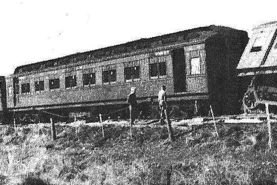 MYRTLEFORD RAILWAY DERAILMENT, 1952:\\nDerailment of several goods wagons and these two passenger carriages on the \\u2018mixed\\u2019 train to Wangaratta in May 16, 1952. PHOTO: Joe Bianco\\n