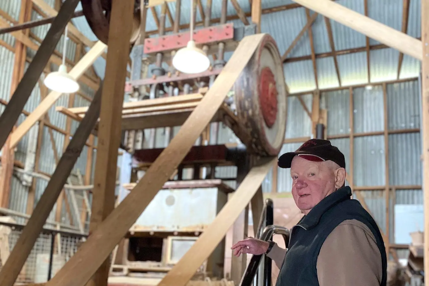 GOLD FEVER: John Wymond with the newly restored quartz crushing battery which will form part of the gold mining exhibit at Bright\\u2019s newest tourist attraction.