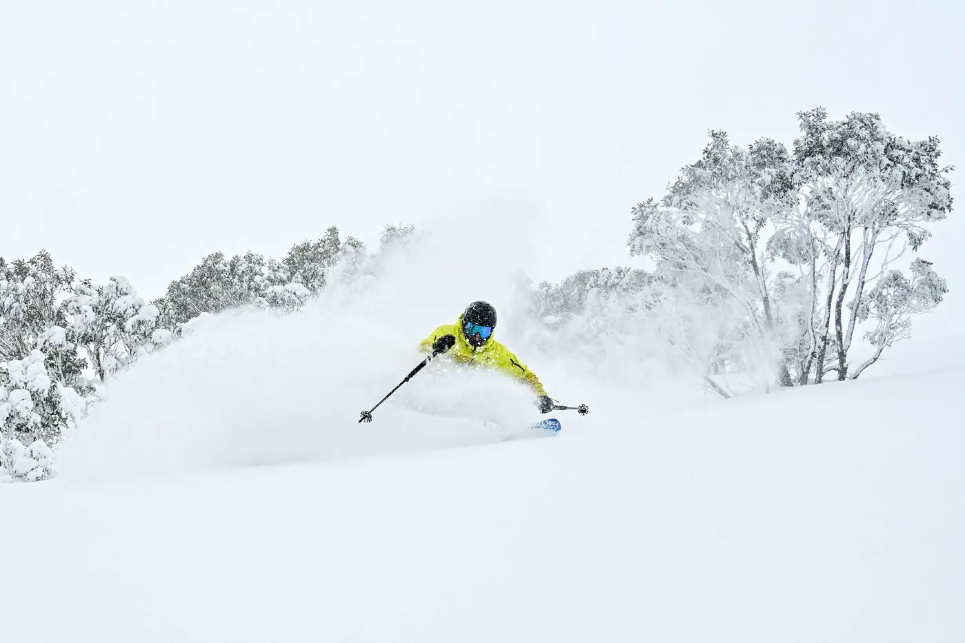 POWDER FUN: Bright local Drew Jolowicz was skiing deep powder at Hotham on Monday. PHOTO: Chris Hocking, Vail Resorts\\n