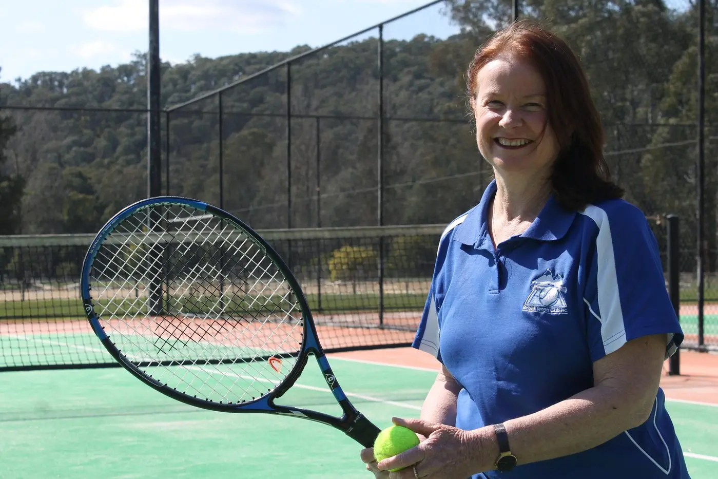 SERVING UP FUN FOR SENIORS: Bright Tennis Club president Tracey Carey is ready to help serve up fun activities during the Victorian Seniors Festival in October. The club will be facilitating social tennis every Monday during October, from 9am to 12pm. PHOTO: Phoebe Morgan