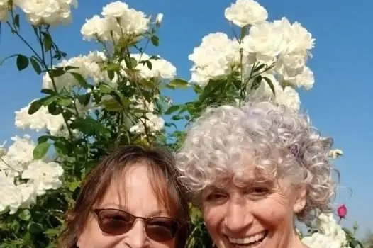 ROSES READY: Pruning volunteer Robbie Boyd (left) and chair of the Myrtleford Cemetery Trust Kym Goodman get a head-start on their rose pruning skills ahead of this month\\'s workshop.