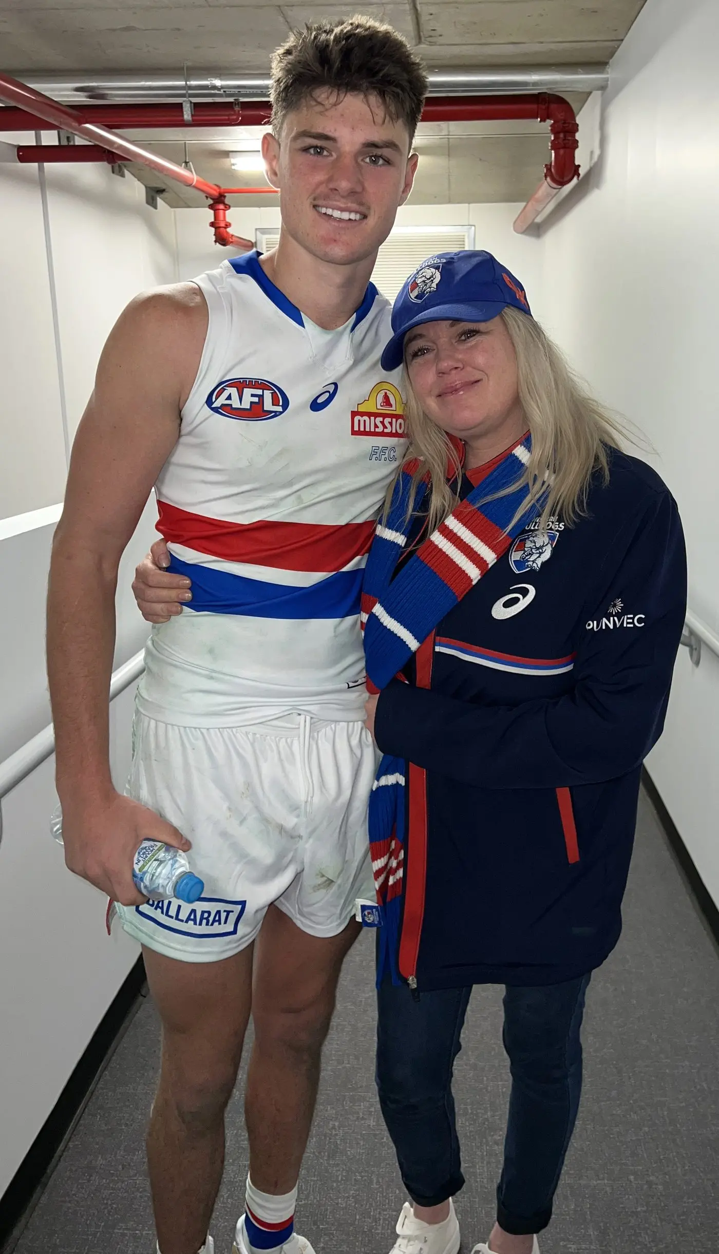 PROUD AS PUNCH: Dom Bedendo with proud mum Jeniah Munroe after his debut on Thursday night. Id:27323