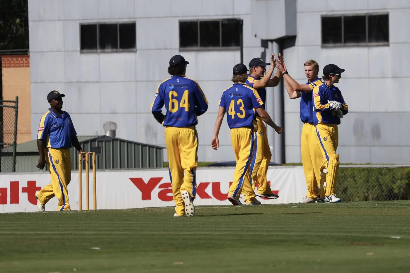 REPRESENT: The WDCA squad celebrates a wicket at COuntry Week. PHOTO: Peter Whitten