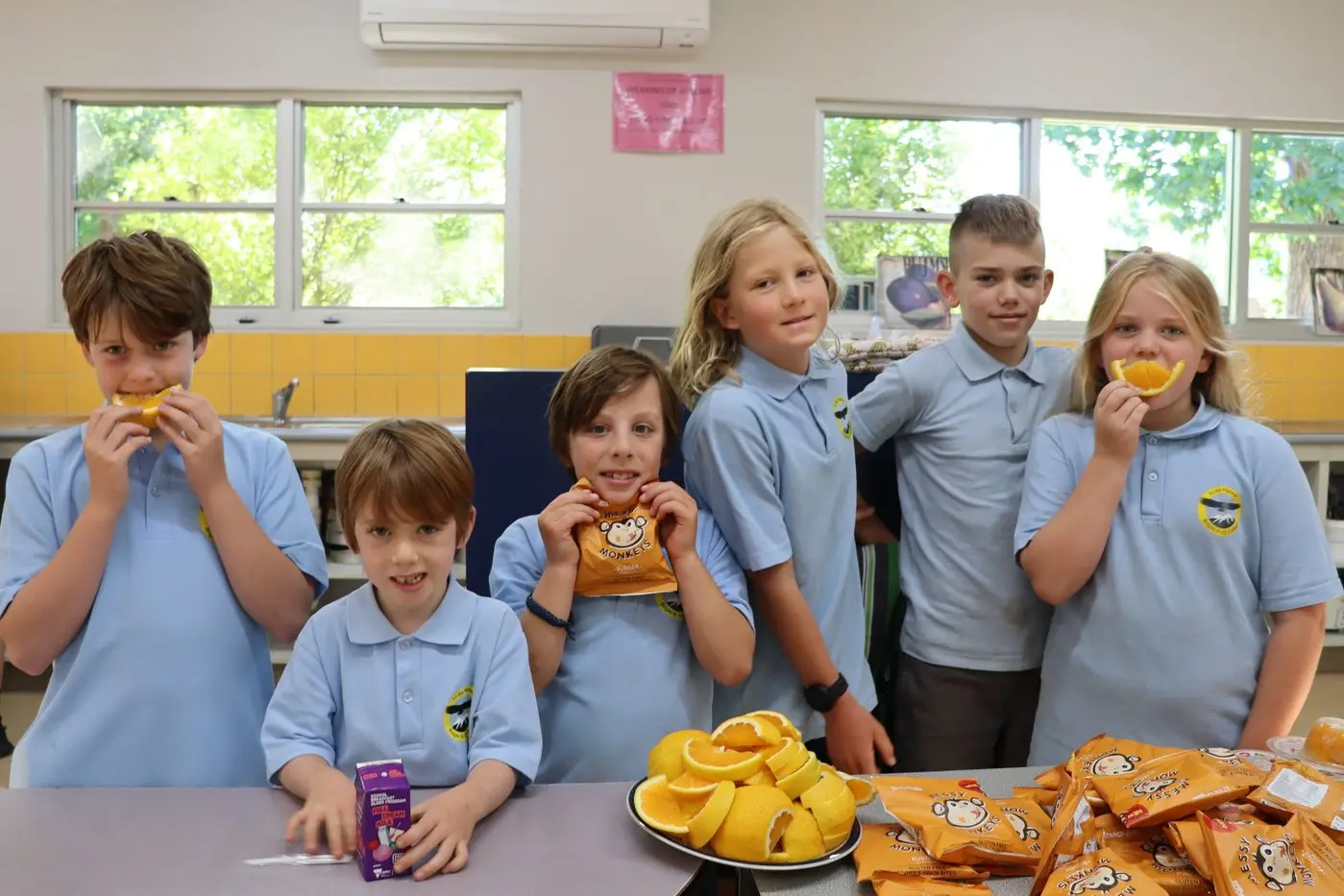 Please see attached photo of Bright P-12 College students at Breakfast Club. I have spoken to parents of all students and have received permission for you to publish this photo, including student names. \\n\\nGREAT START TO THE DAY: Enjoying the Breakfast Club at Bright P-12 College are (from left) Ari Penaluna, Elliot Porter, Fergus Porter, Malachy Tripp, Walter Bailey and Louise Bailey.