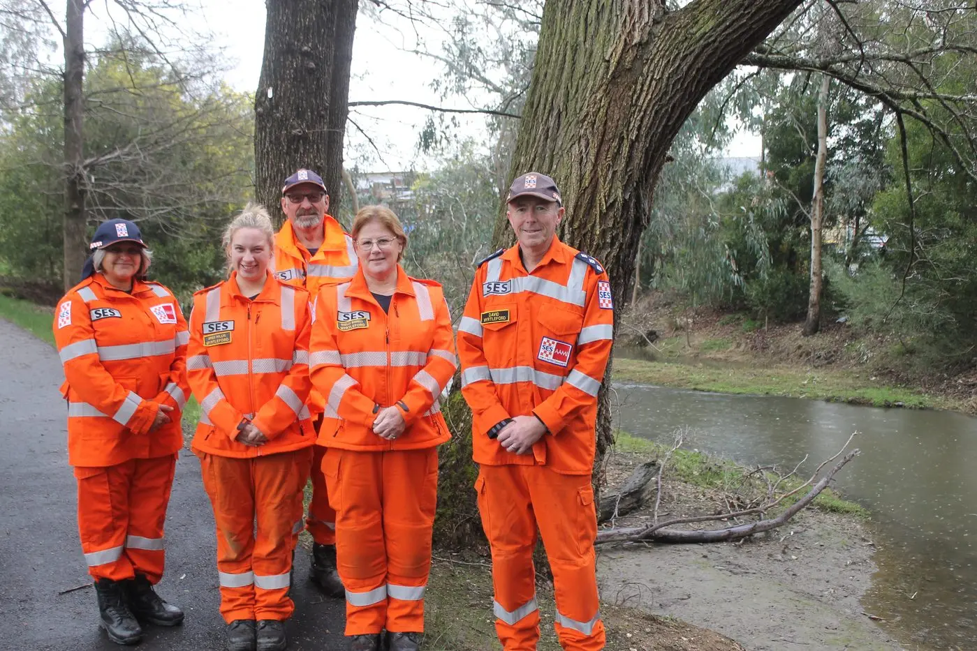 STAYING PREPARED: Myrtleford SES unit volunteers (from left) Dora McRae, Bree Hillis, Mario De Grazia, Shelly Birrell and controller David Coates, will be door knocking local households over the nest two weeks. PHOTO: Phoebe Morgan