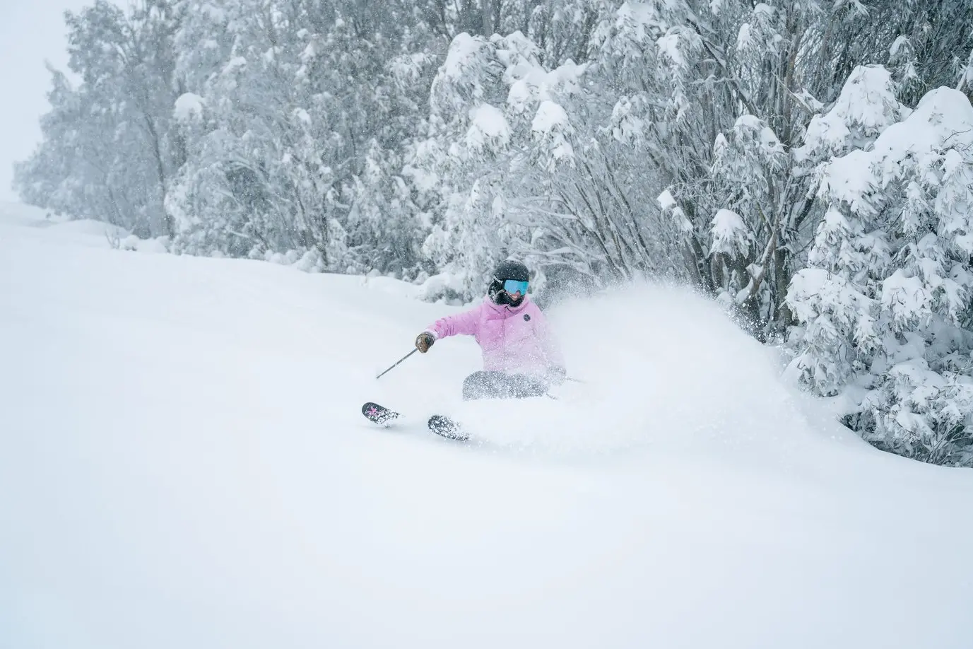 DOESN\\u2019T GET ANY BETTER: A skier cuts through the powder at Falls Creek on July 20. PHOTO: Aidan Haynes