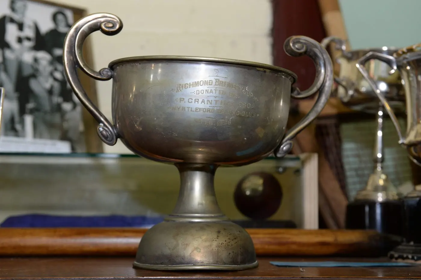 BACK HOME: The Richmond Brewery Cup is now on display at the Old School Museum, having recently been retrieved from the Bendigo Jockey Club. 