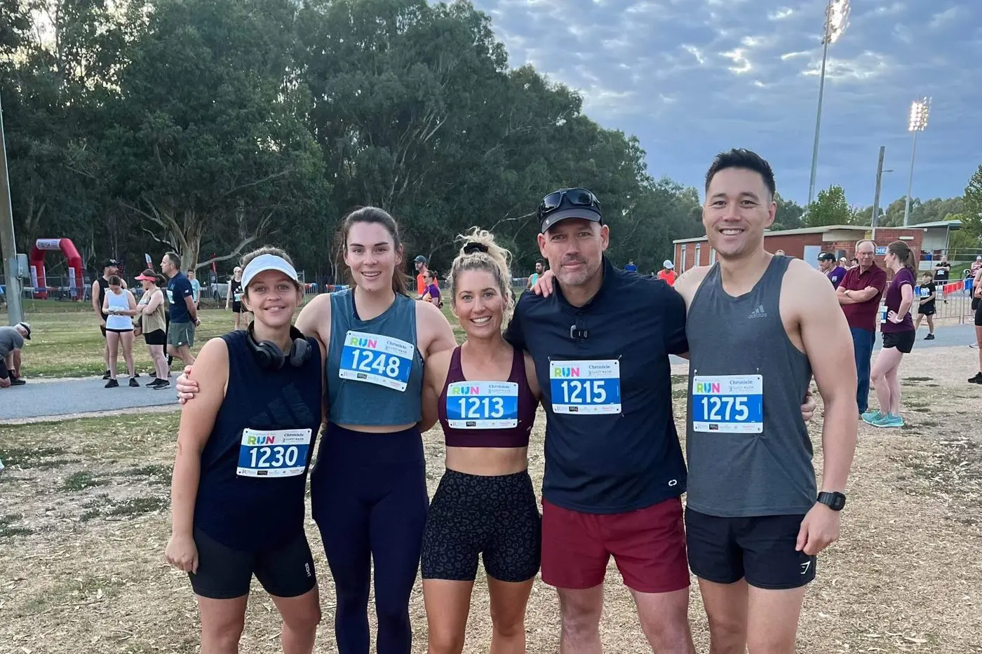 CODE BLUE: Senior Constable Aysha Briggs, Senior Constable Maddie Rachford, Senior Constable Chloe Morris, Constable Kelvin McInnes and Senior Constable Ramadan Hamidon are ready to participate in the fun run.