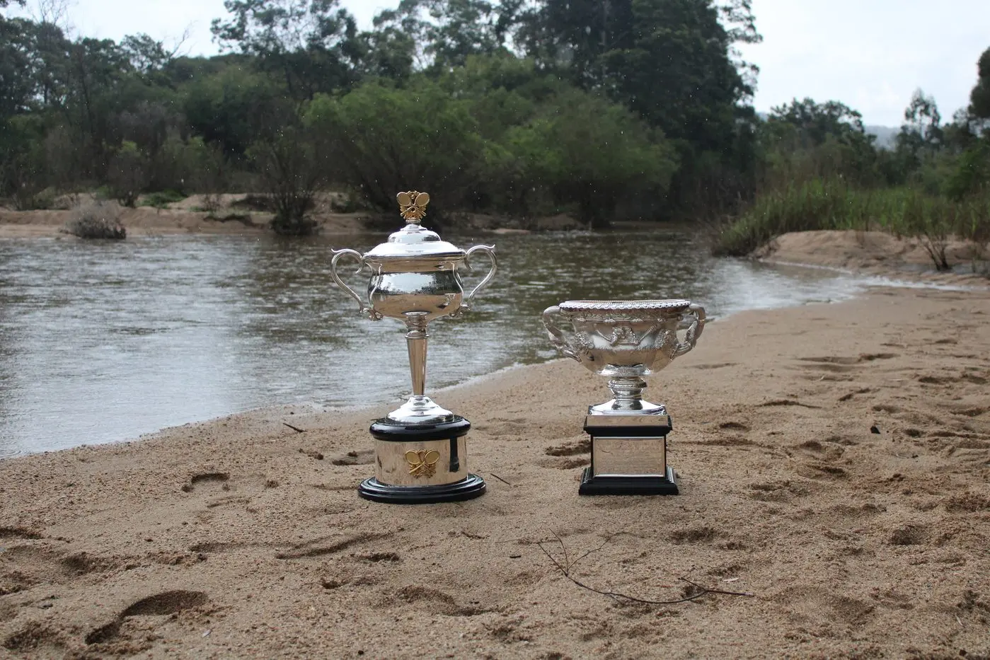 PRIZED SILVERWARE: The Norman Brookes Challenge Cup and the Daphne Akhurst Memorial Cup will be in Bright this Sunday.