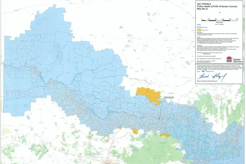 NEW MAP: The new border bubble region, which was signed by NSW Health Minister Brad Hazzard last Thursday. 