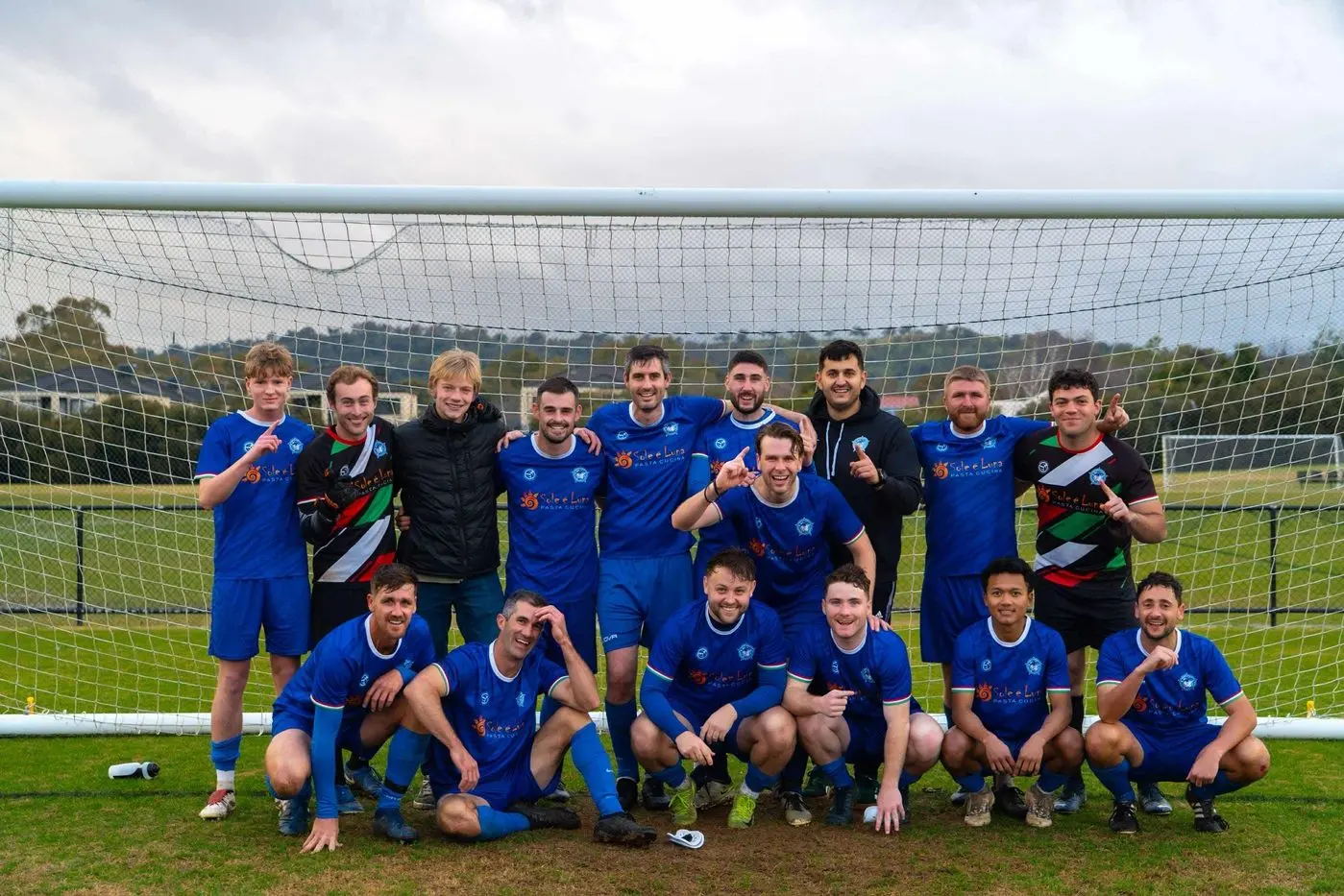 WHAT A FEELING: Myrtleford Savoy secured the 2025 AWFA division one men\\'s league championship with a 4-0 flogging of Wodonga Diamonds on the weekend, their second league title in as many years. PHOTO: OAA Media
