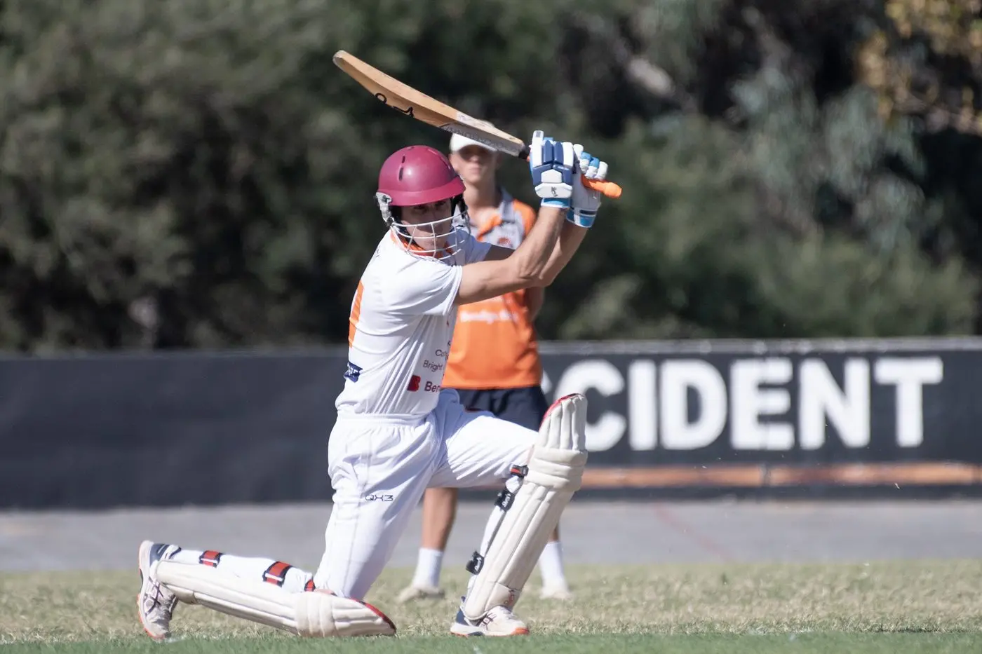 SHOT: Glenn White cracks one through the off side. PHOTOS: Melissa Beattie