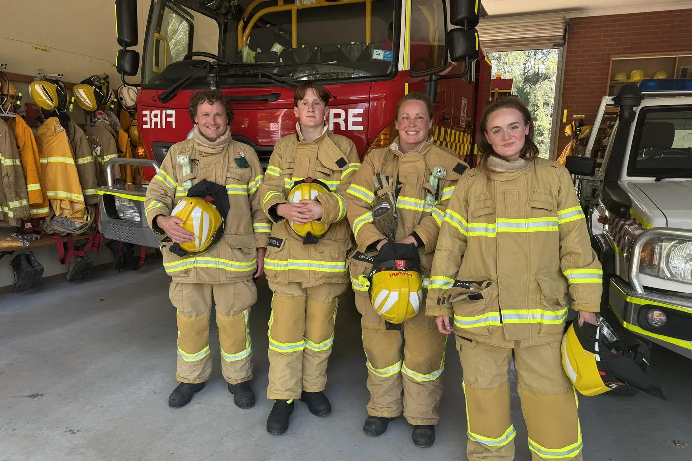 FAMILY SERVICE: Bright\\'s Chalwell family of (from left) dad Rhett, Riley, mum Leah and Grace, enjoy serving the community as volunteers with the Bright CFA. PHOTO: CFA