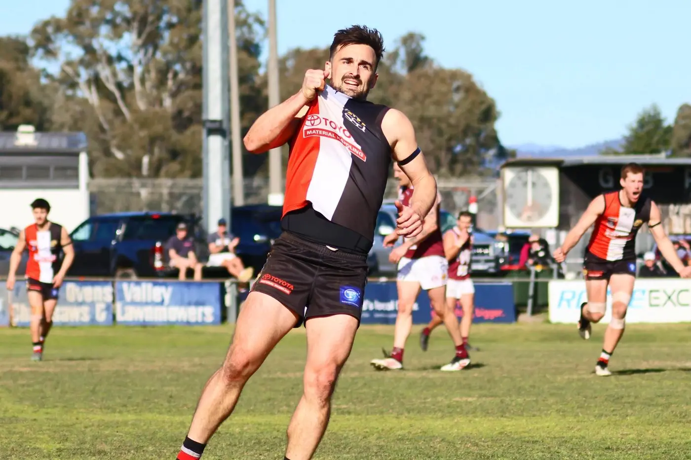 A MATCH TO REMEMBER: Brody Ricardi slotted five goals for the Saints in his 150th senior match. PHOTOS: Janet Watt
