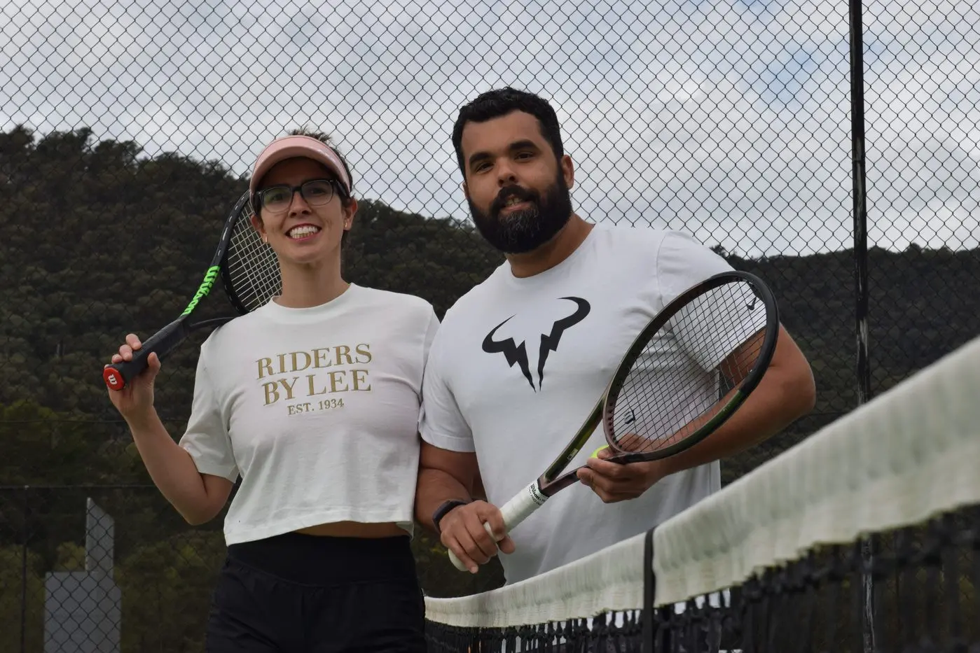 COURTSIDE: Bright Tennis Club members Tamara Costa and Bruno Souza prepare for the club\\'s 31 year celebration of being at Pioneer Park, as well as the pennant competition which commences next week. PHOTO: Brodie Everist Id:31601