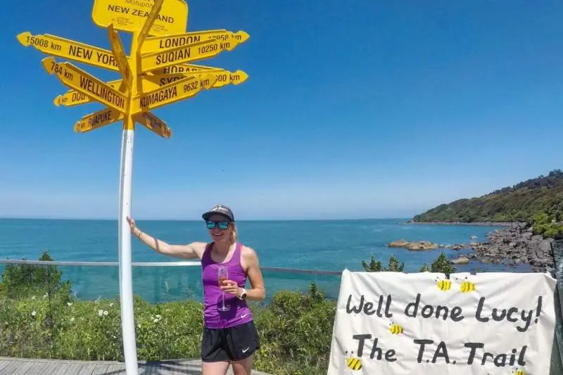 RECORD BREAKER: Lucy Clark of Bright at Bluff on the South Island of New Zealand after running the length of the 3000-kilometre Te Araroa Trail. 