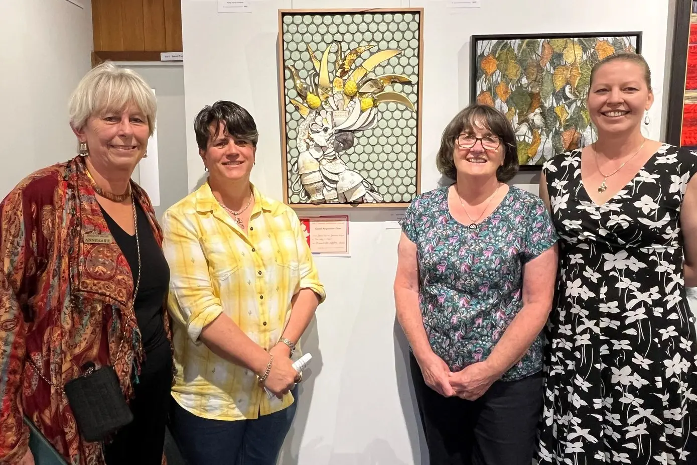 WINNER: Exhibition coordinator Annemarie Wiegerinck, with the three exhibition judges Kathy Ellem, Elizabeth Masters and Mieke Boynton with the Grand Acquisitive winning peice.