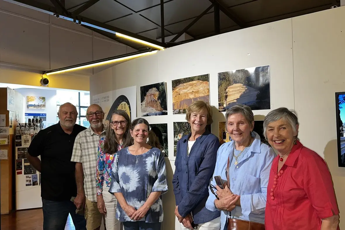 ON SHOW: Kiewa Valley Historical Society committee members pictured infront of the new display are (from left) Henry Ziemnicki, Noel McDougall, Helen Howley, Karin Ziemnicki, Julie Gaul, Barb Pyle and Barb Kiek.\\n