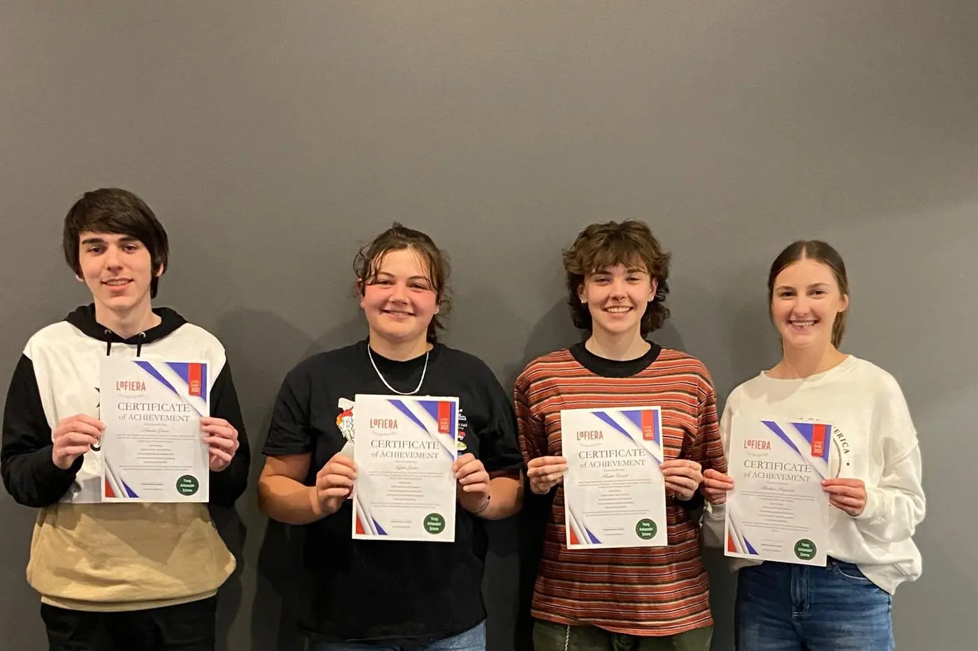 PROUD ACHIEVEMENT: 2022 La Fiera Young Ambassadors (from left) Davide Genero, Taylah Geddes, Frankie Carroll and Maddison Pasqualotto. Id:33872