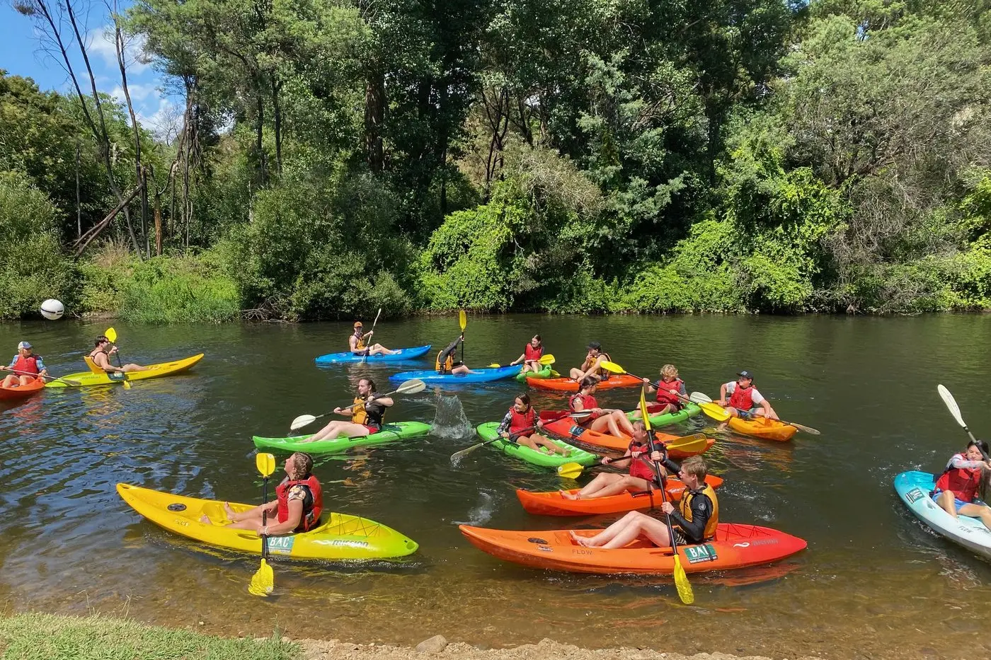 FUN IN THE SUN: Local teens took to the water at Porepunkah last Friday as part of a council-funded holiday program designed to build resilience.