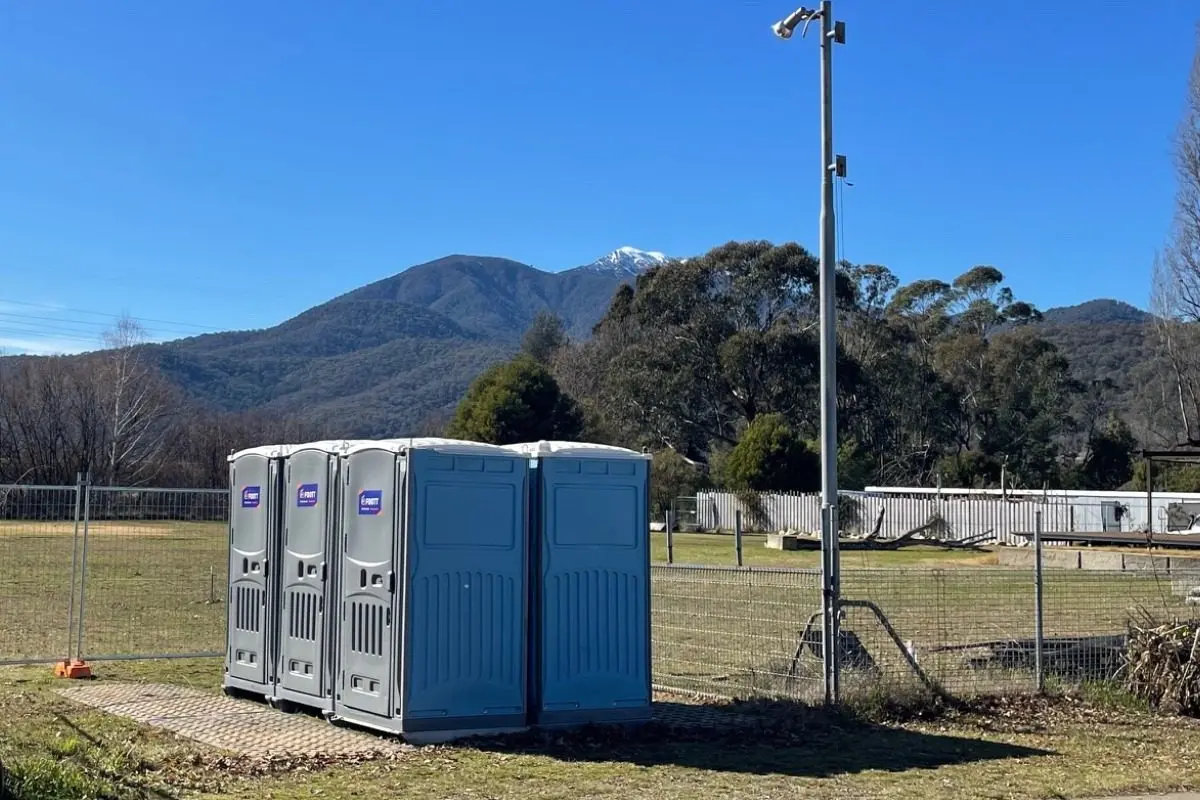 Temporary toilets first phase of future public amenities.
