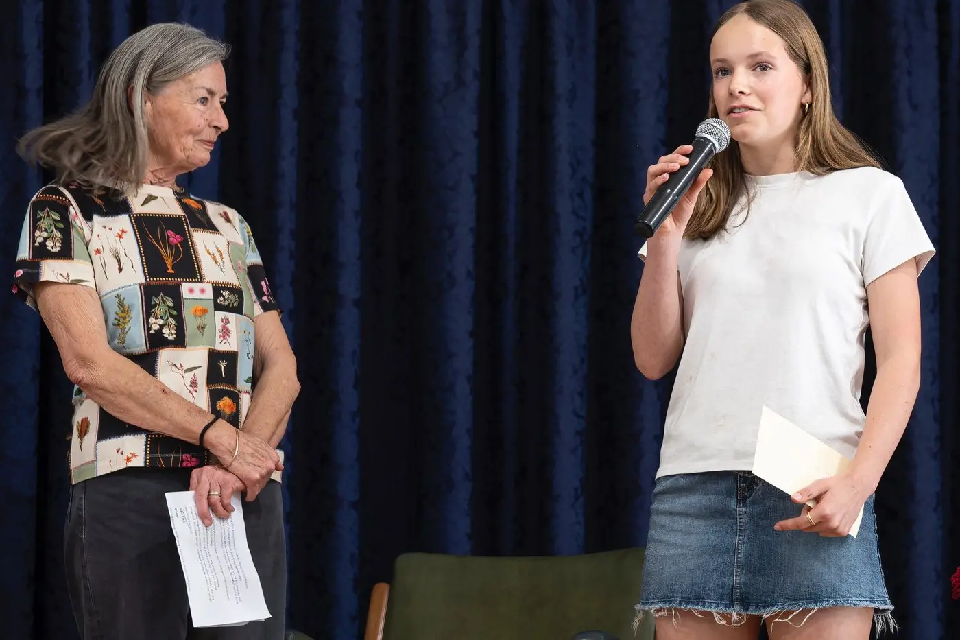 WELL DONE: Mount Beauty Writers Festival Youth Short Story Competition organiser Maree O\\u2019Mullane speaks with the winner of the Years 9 to 12 section Marley May Tryhorn.