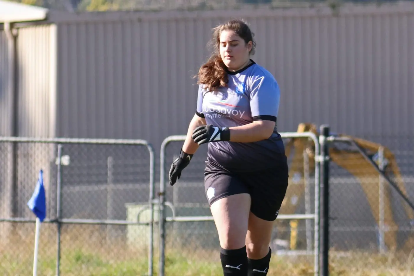 CALM AND COLLECTED: Annabel Iaria has been a rock between the posts so far this year, with the Savoy women only conceding five goals to the halfway point of the season. PHOTO: Janet Watt Id:42397