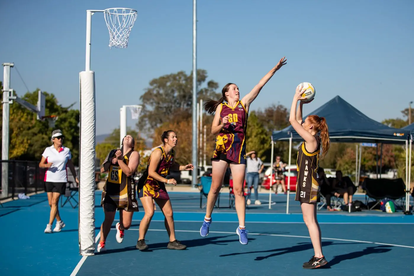 IRON WALL: Ebony Allen leaps in defence in the Lions\\' win over North Wangaratta on Saturday. PHOTOS: Marc Bongers