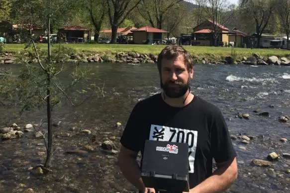 EYES IN THE SKY: Tawonga\\'s Matt Vaia uses his drone to survey Tawonga South for a prospective project last week. PHOTO: Fay Mason