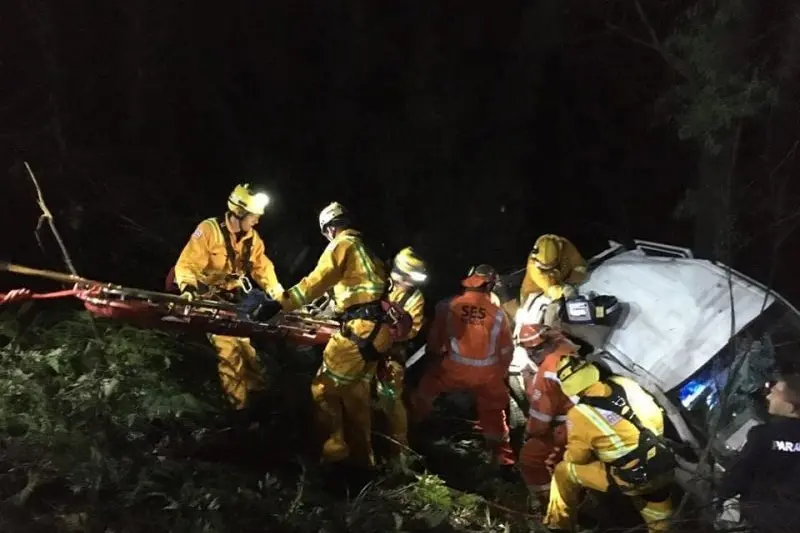 TOUGH RESCUE: Wangaratta CFA staff and volunteers, along with Bright SES attended a single vehicle rollover that required the extraction of one trapped occupant in the Alpine National Park on Friday night.