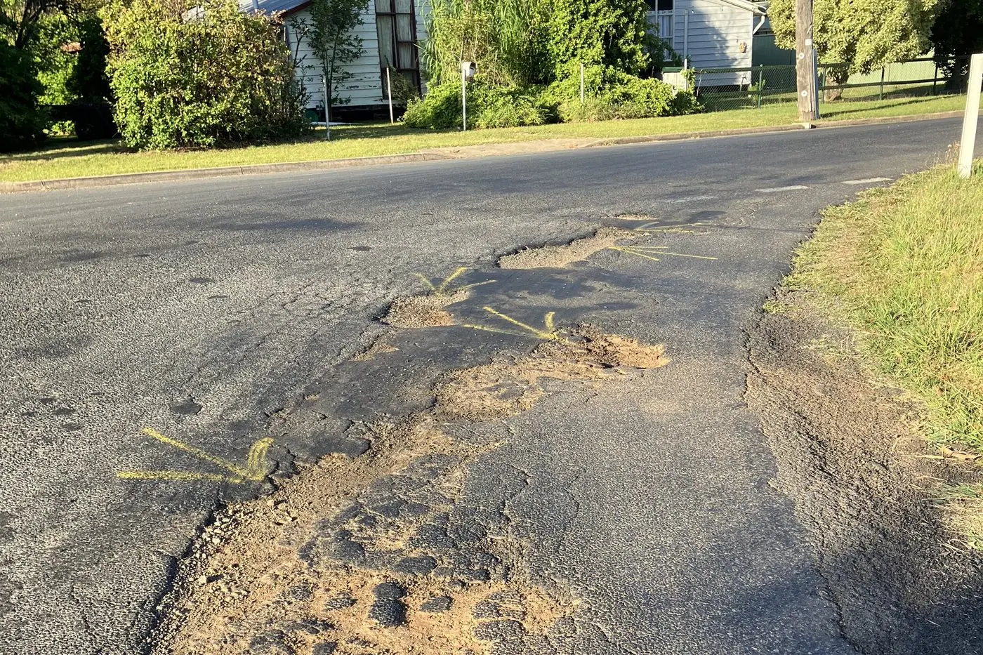 NEEDS WORK: Damage to Damms Road, Tawonga. PHOTOS: Fay Mason