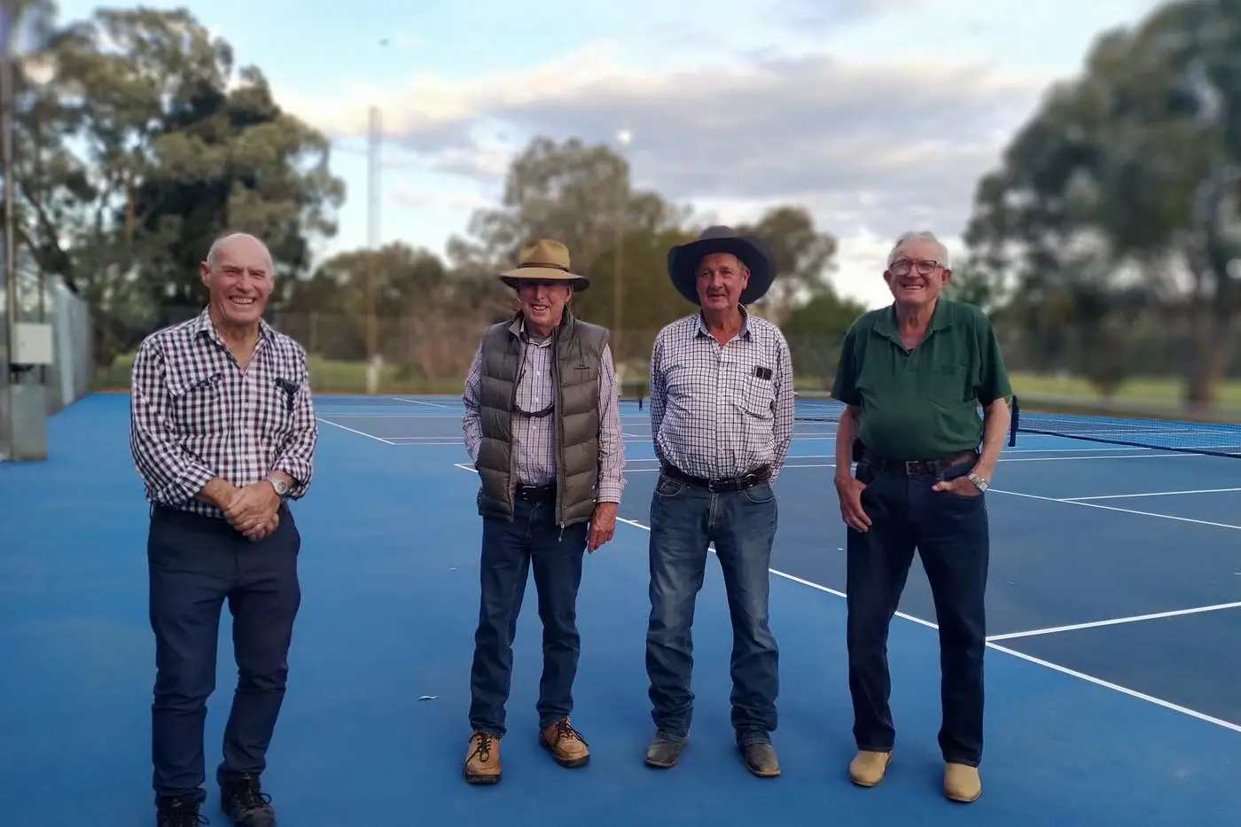 A JOB WELL DONE: Members of the project committee of the original courts Arthur Bennett, Ron Dawson, Dennis Heywood and Max Allen.