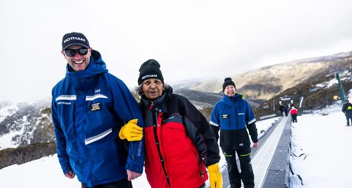 Smoking ceremony marks the opening of Hotham's Bunderool carpet