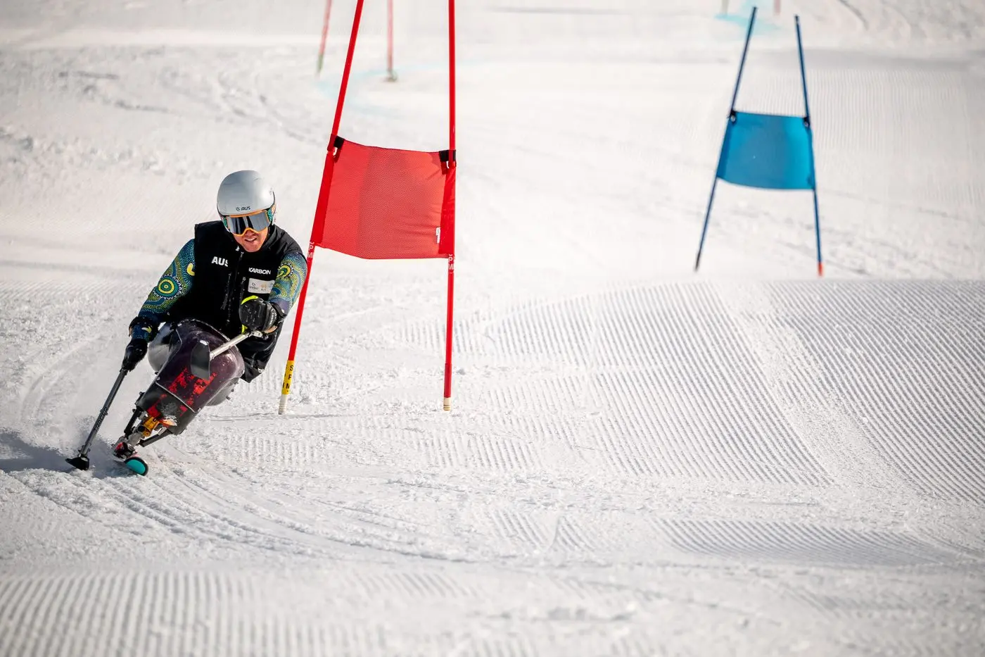 ON COURSE: Paralympian Josh Hanlon training at Falls Creek last week. PHOTO: Vail Resorts
