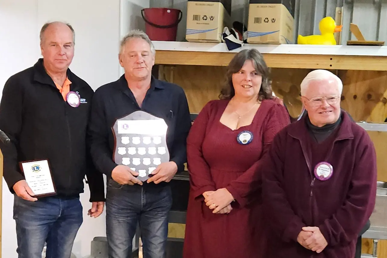 LOCAL LIONS LAUREL: Pictured at this year\\'s Max McGillivray Award presentation are (from left) recipient Stephen Jenvey, with Max\\'s son Ian McGillivray who presented the award with Lions members Paula West and Malcolm Stapleton. PHOTO: Bright Lions