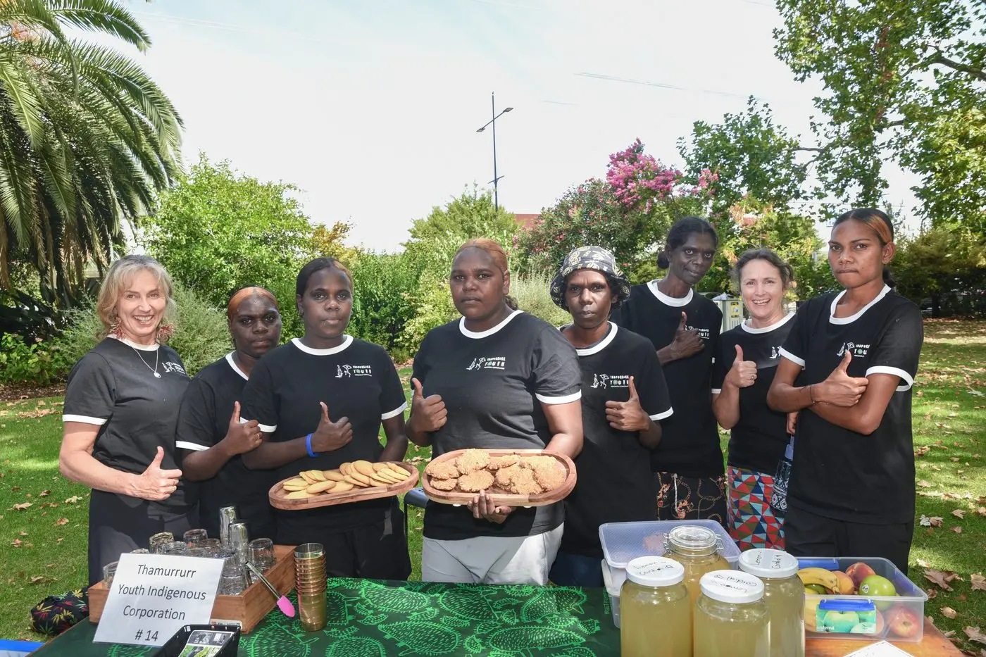 SERVING THE TREATS: The Thamarrurr Youth Indigenous Corporation brought food and drinks to promote themselves as one of the 20 support services in the region at the expo that aim to help improve the lives of Aboriginal and Torres Strait Islander youth and families. PHOTO: Kurt Hickling  Id:37721