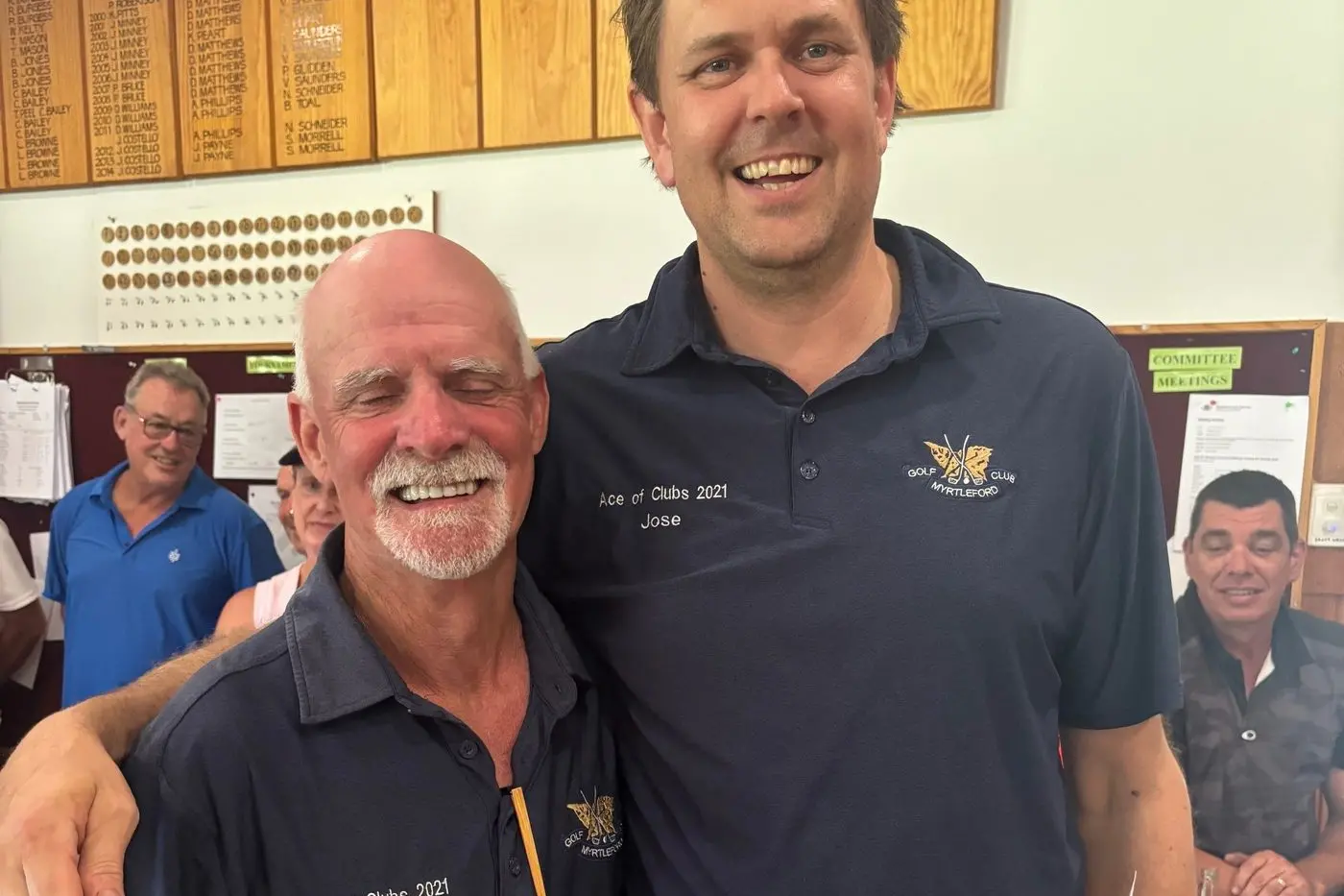 WINNING PAIR: Spider Hancock (left) and Aaron Jose took out the John Wilson scratch event at Myrtleford on Saturday.