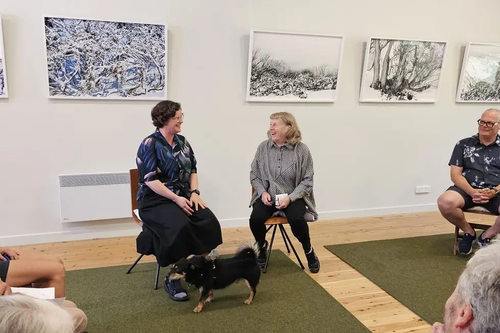 BCSC exhibition curator Madelynne Cornish with artist Sarah Lynch at the Artists in Conversation session. PHOTO: Rory Daniel