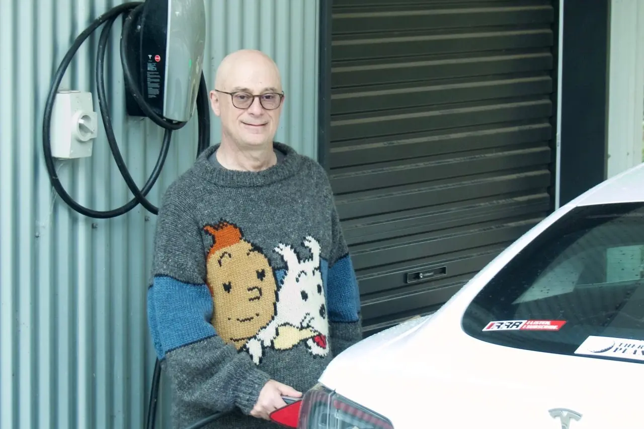 CHEAP \\'FUEL\\': Michael Block says as a full charge overnight costs around $8 and gives him a range of 400km - enough for a trip to Melbourne. 