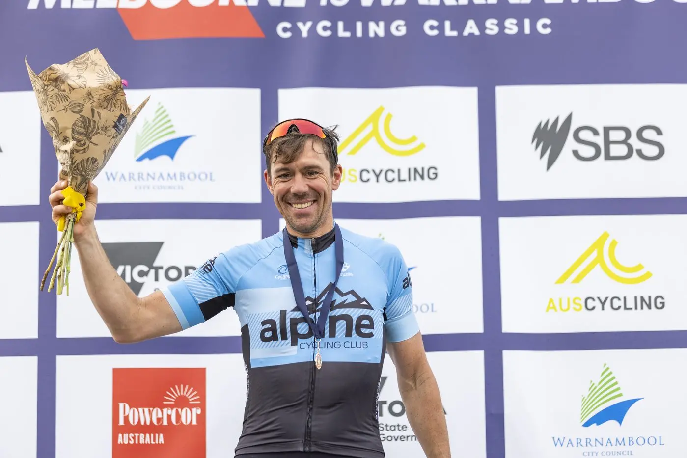 VICTORIOUS: Alpine Cycling Club\\'s Christophe Baudry took out the B grade title in the Melbourne to Warrnambool Cycling Classic on Saturday. PHOTO: Jean-Pierre Ronco