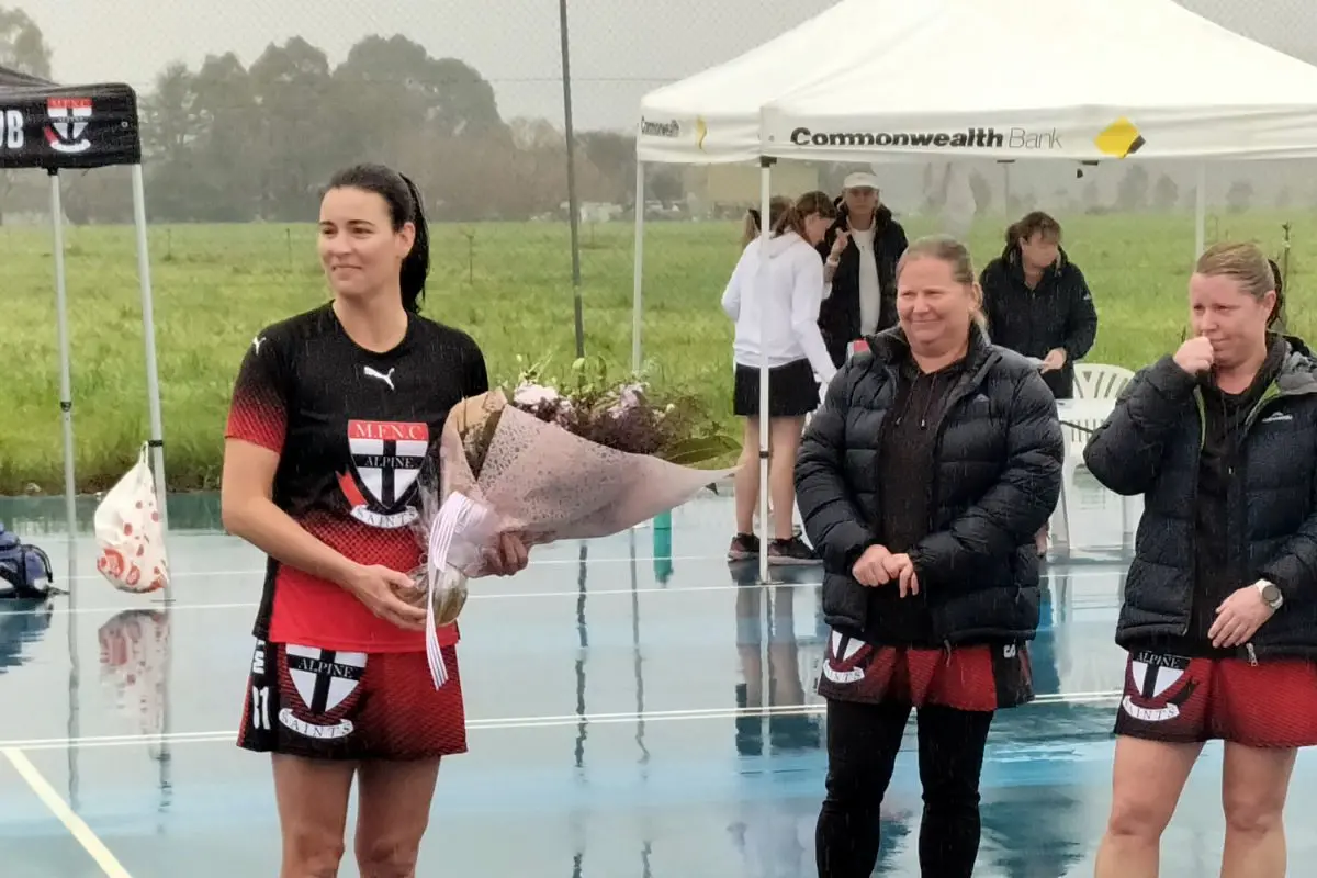 MILESTONE: Bec Piazza (left) celebrated being the first Saint ever to play 300 A grade matches. PHOTO: Luke Chapman