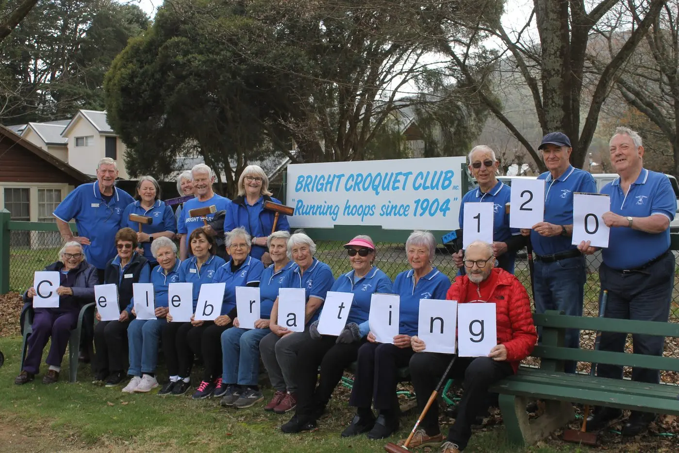 CHEERS TO CROQUET: Members of the Bright Croquet Club will celebrate the club\\'s 120 year anniversary this week. Pictured are (from left, back row) secretary John Hart, Christine Dunne, Helen Doyle, Wally Pearce, Dot Conroy, David Morris, treasurer Ken Lewis and Ted Hignett; (from left, seated) Liz Grimes, president Joan Thompson, Bev Giraud, Kathy Lewis, Ruth Hibberd, Heather Maddison, Jan Morris, Anne Welch, Pamela Hardy and Kyle Texler. PHOTOS: Phoebe Morgan