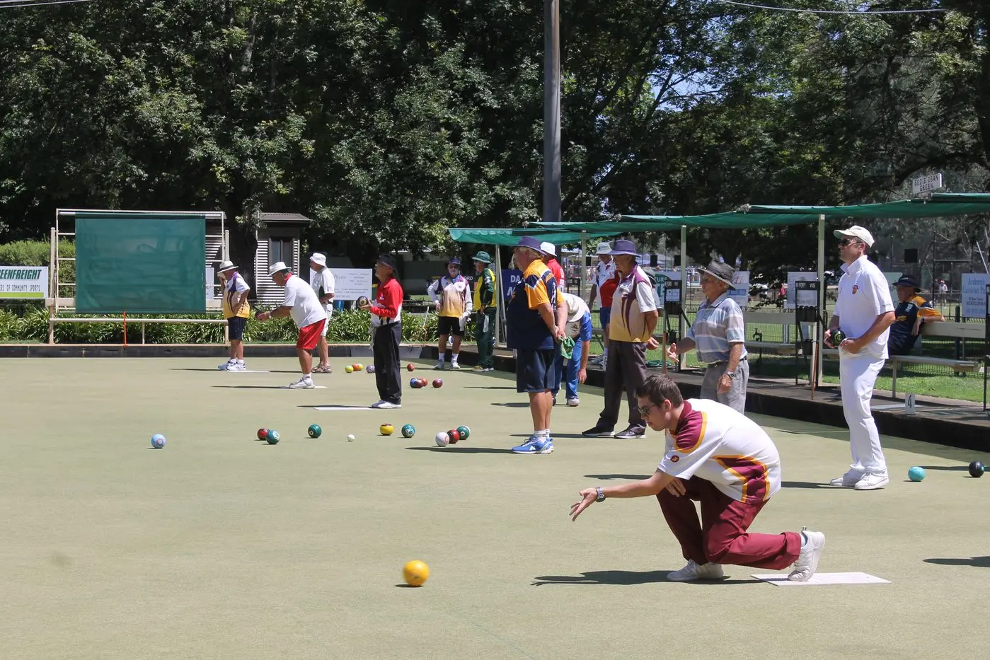 GAME ON: Myrtleford Bowls Club hosted its second annual Red Ramia Myrtleford Two Bowls Triples Tournament last Friday and it was a hotly contested success. PHOTO: James Robinson