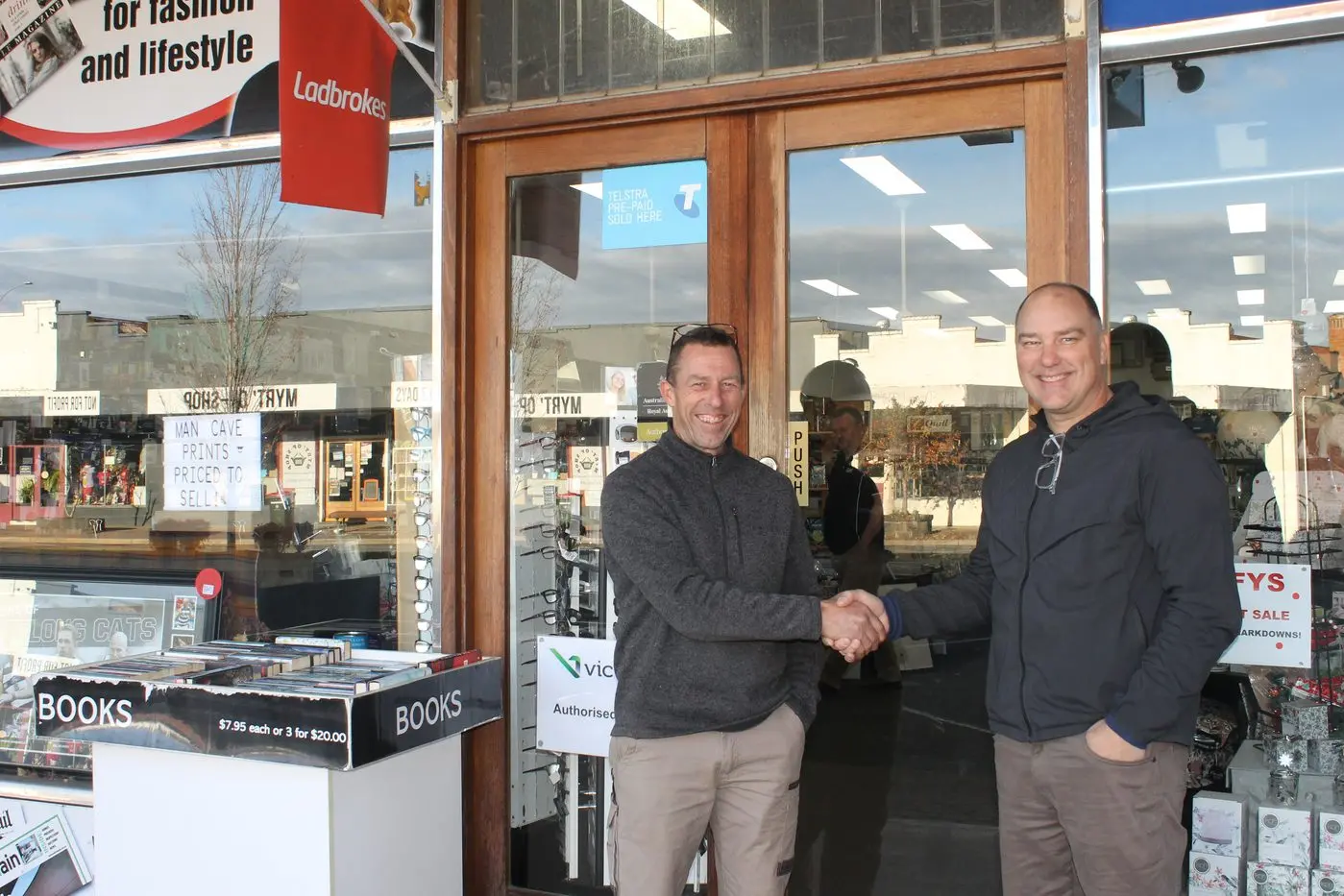 BROTHERS IN BUSINESS: Greg Knoble, owner of Myrtleford\\'s newsagency, is handing over the baton to brother Mark after 17 years. PHOTO: Leah Anderson-Byrne