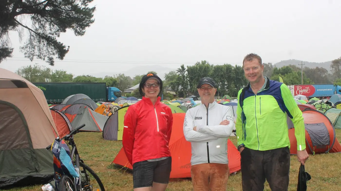 A wet welcome, but cyclists warmed by Myrtleford's hospitality
