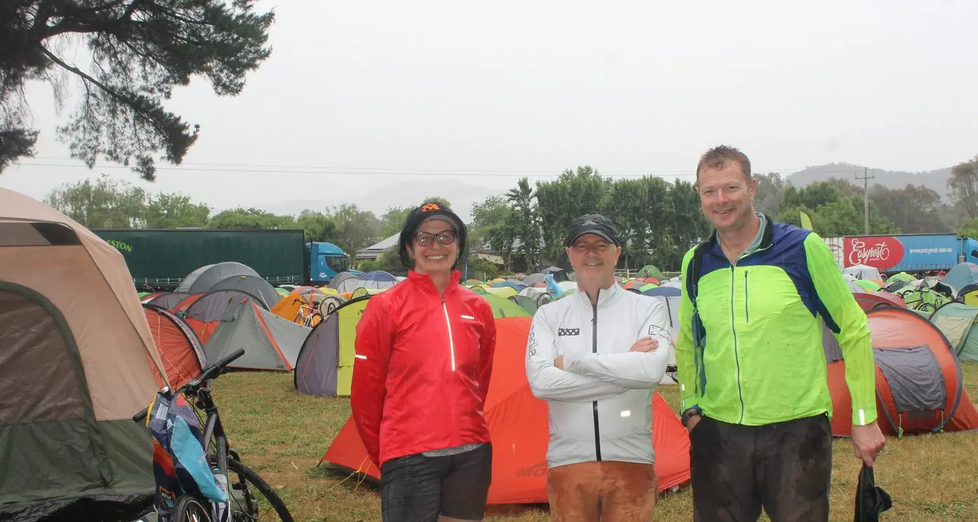 A wet welcome, but cyclists warmed by Myrtleford's hospitality