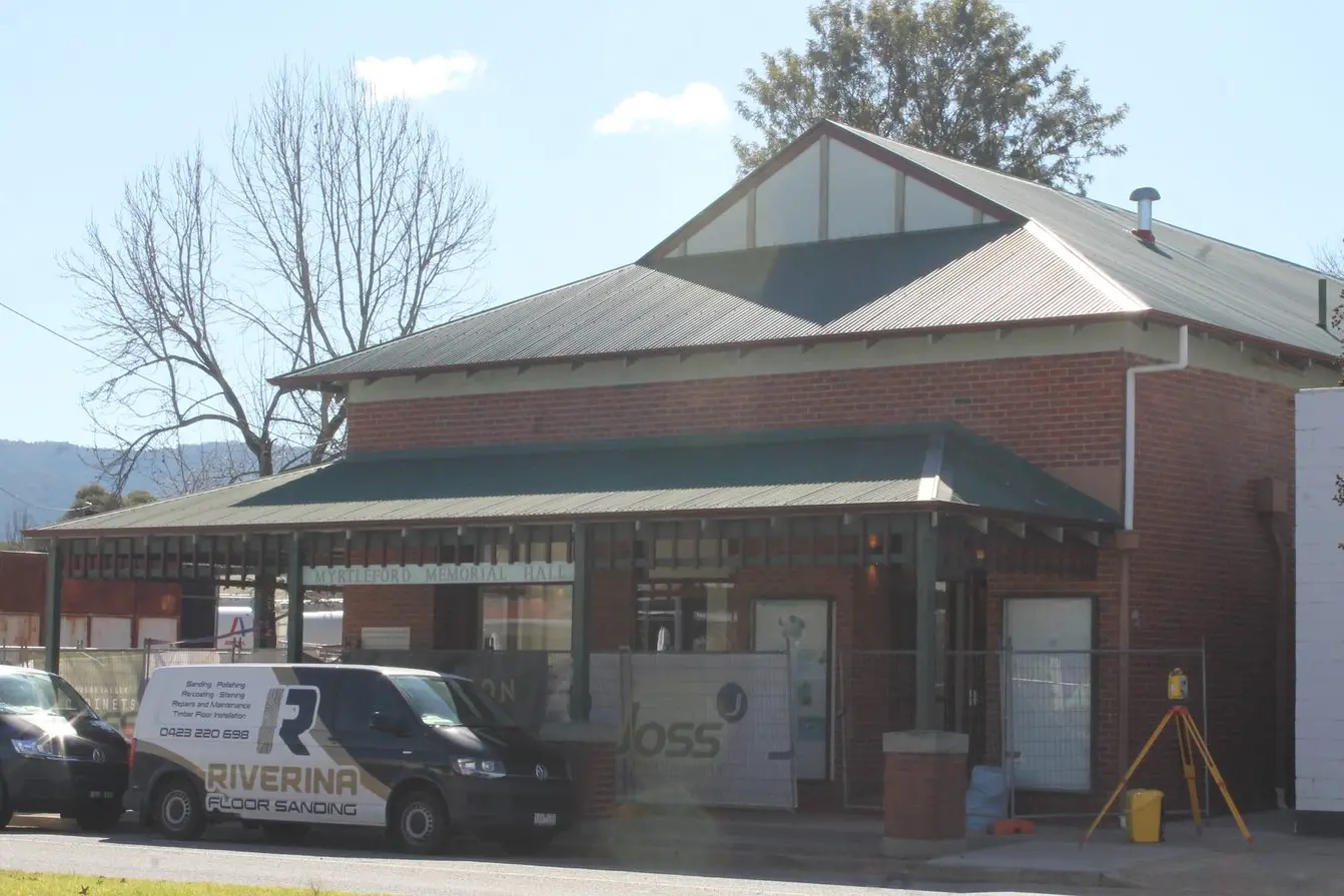NEAR COMPLETE: A $1.2m upgrade of Myrtleford Memorial Hall is on track to be completed and the facility reopened to the public next month. PHOTO: Phoebe Morgan
