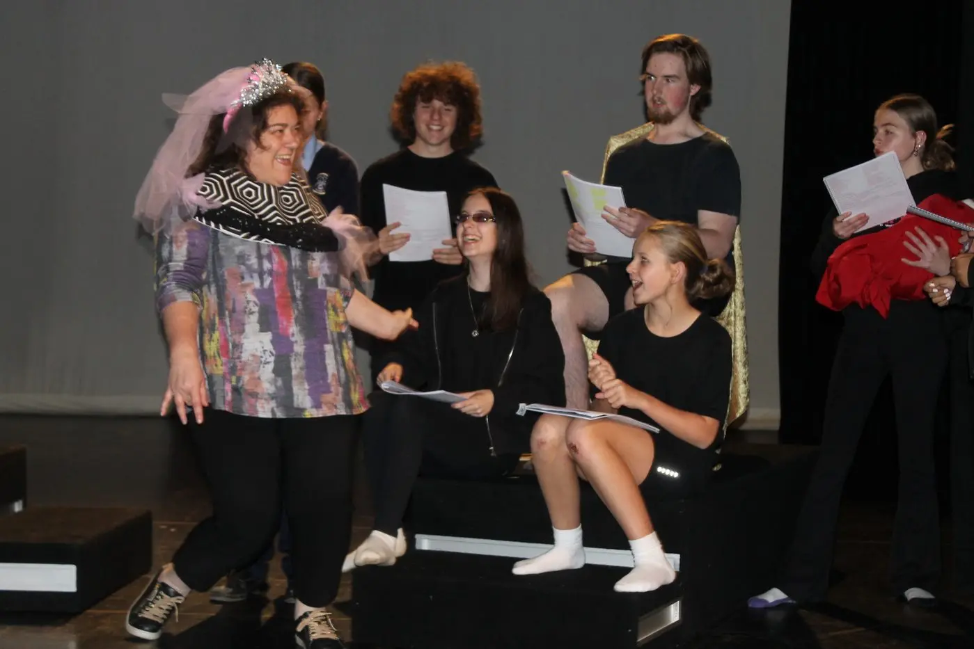 TOE-TAPPING TEACHER: Anna Fin Genero danced into the scene with Savannah Smith, Connor Sacco, Isobella Somerville, Jack Byrne, Marie Ginkel and Olivia Cannata during the first round of rehearsals. PHOTO: Phoebe Morgan